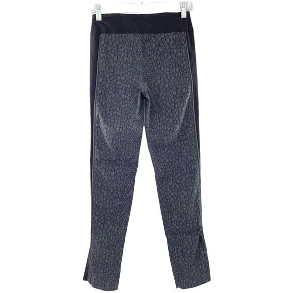 Lisette L Montreal Gray Print Black Trim Skinny Slim Leg Ankle Pants Trousers 2 - Picture 4 of 11